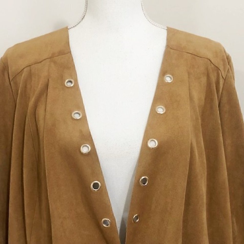 Chico's Tan Faux Suede Grommet Detail Jacket - Picture 2 of 6